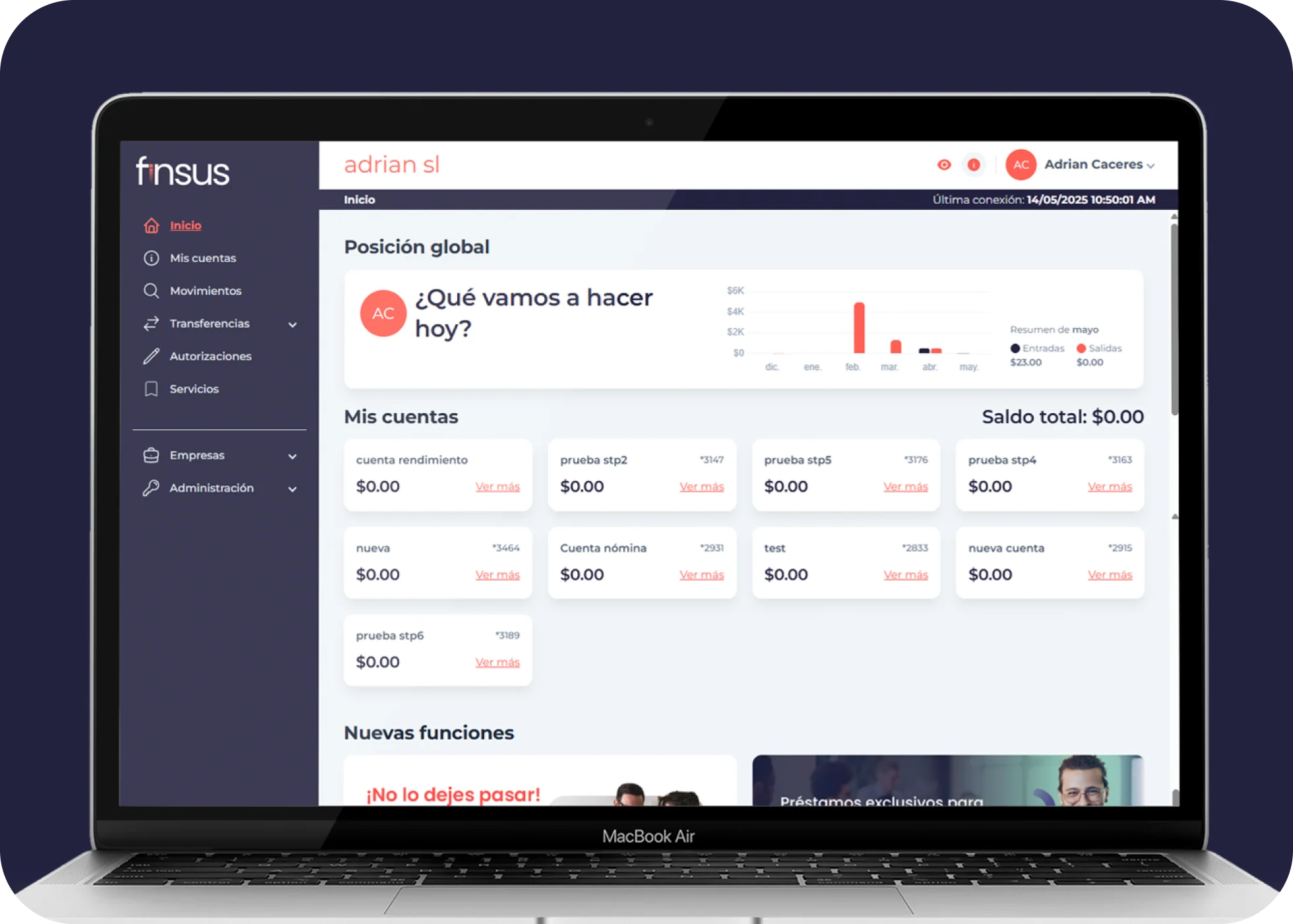 Laptop con plataforma Finsus